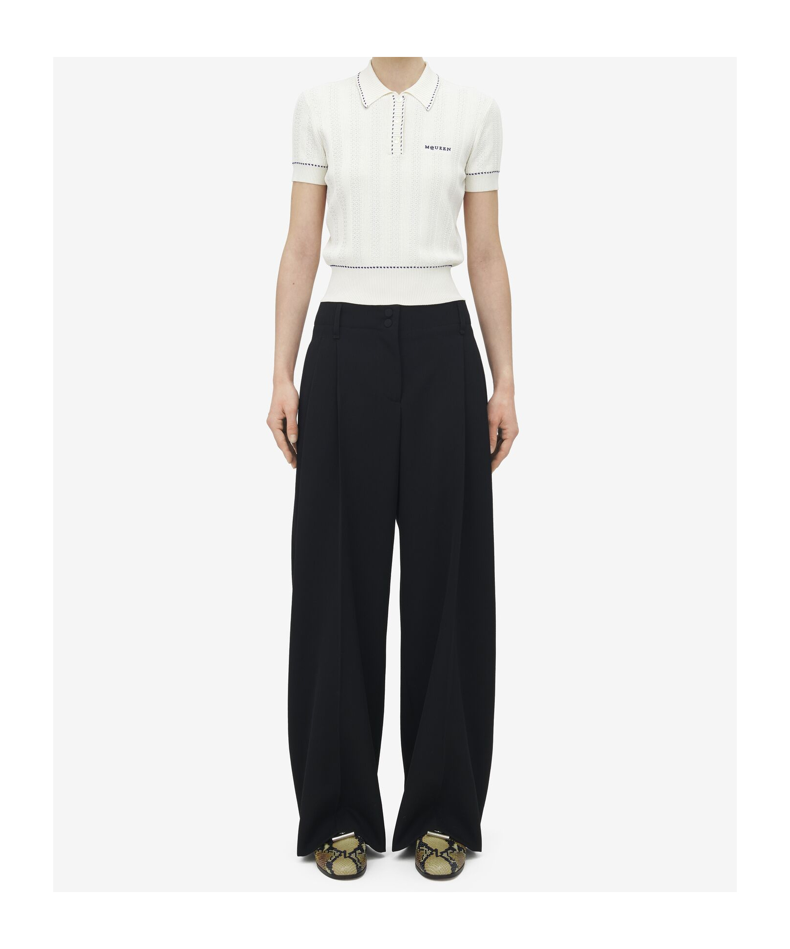 Alexander Mcqueen Ribbed Polo Shirt Contrast Trim In White