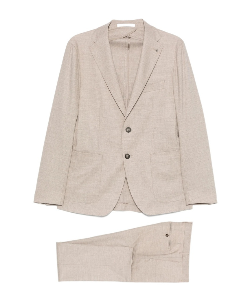 Tagliatore Long Sleeve Blazer And Belt Loop Pants Set In Neutral