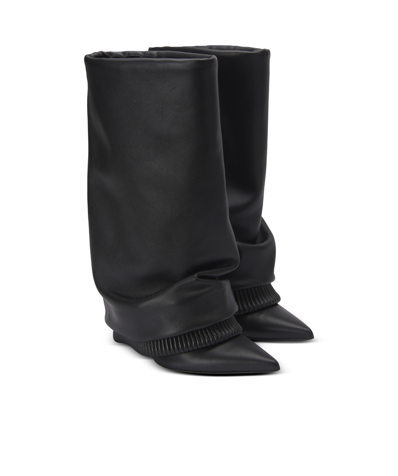 Shop Balmain Calfskin Trouser Boots In Black