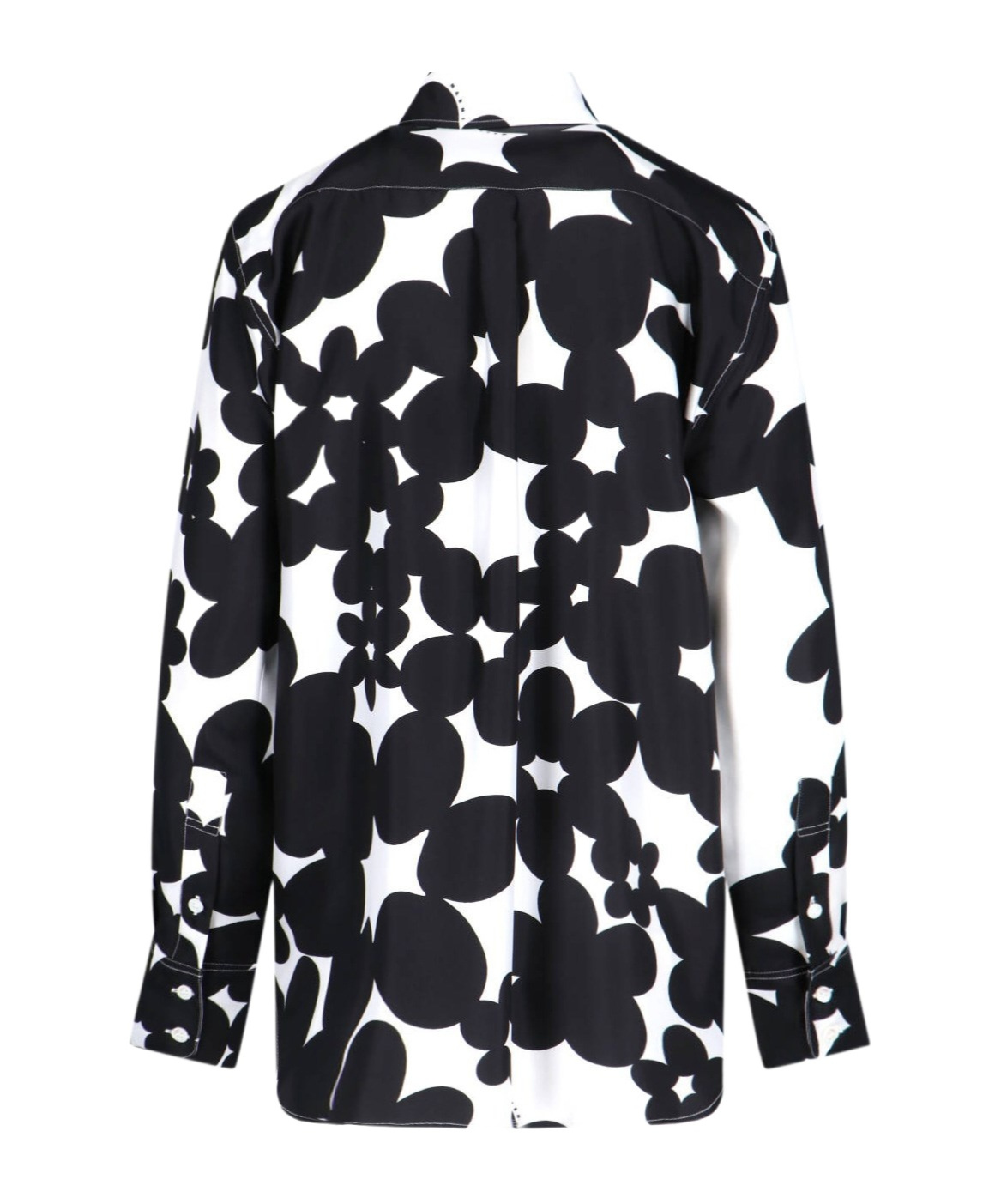 Marni Floral Pattern Black Silk Shirt In Black