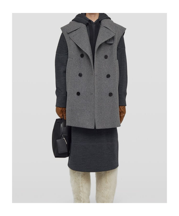 Jil Sander Double-breasted Wool Vest In Gray