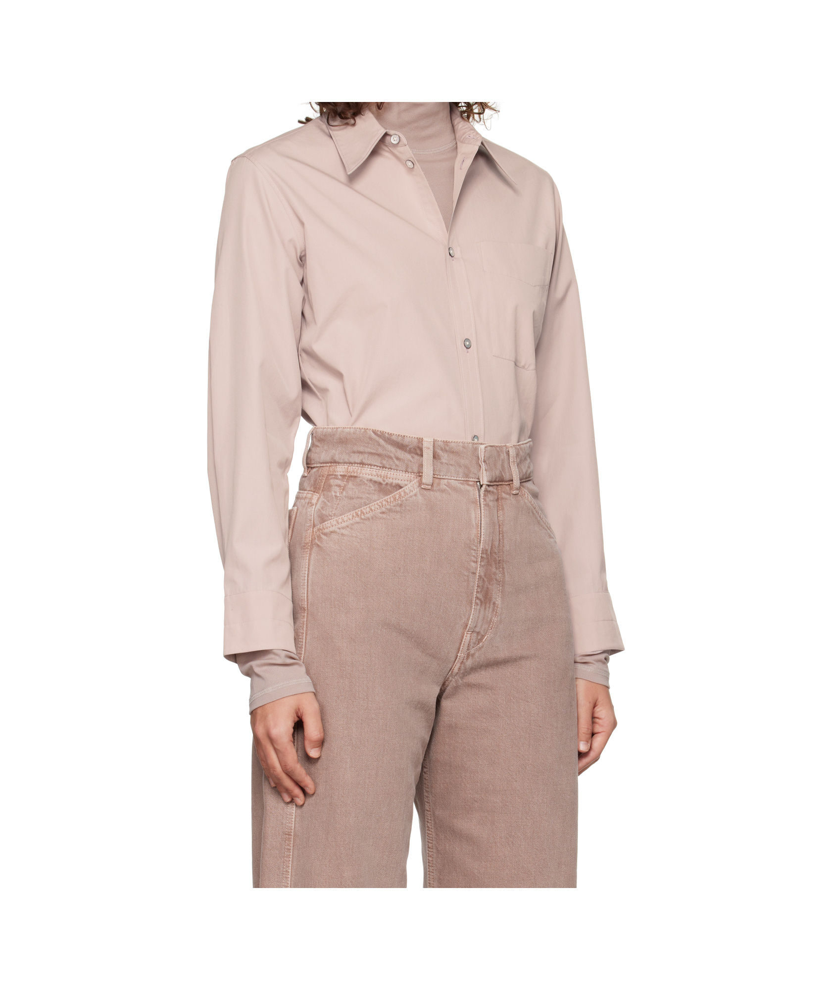 Lemaire Long-sleeved Shirt In Nude