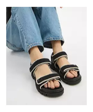 Coach Brynn Crochet Double-strap Sandals In Black