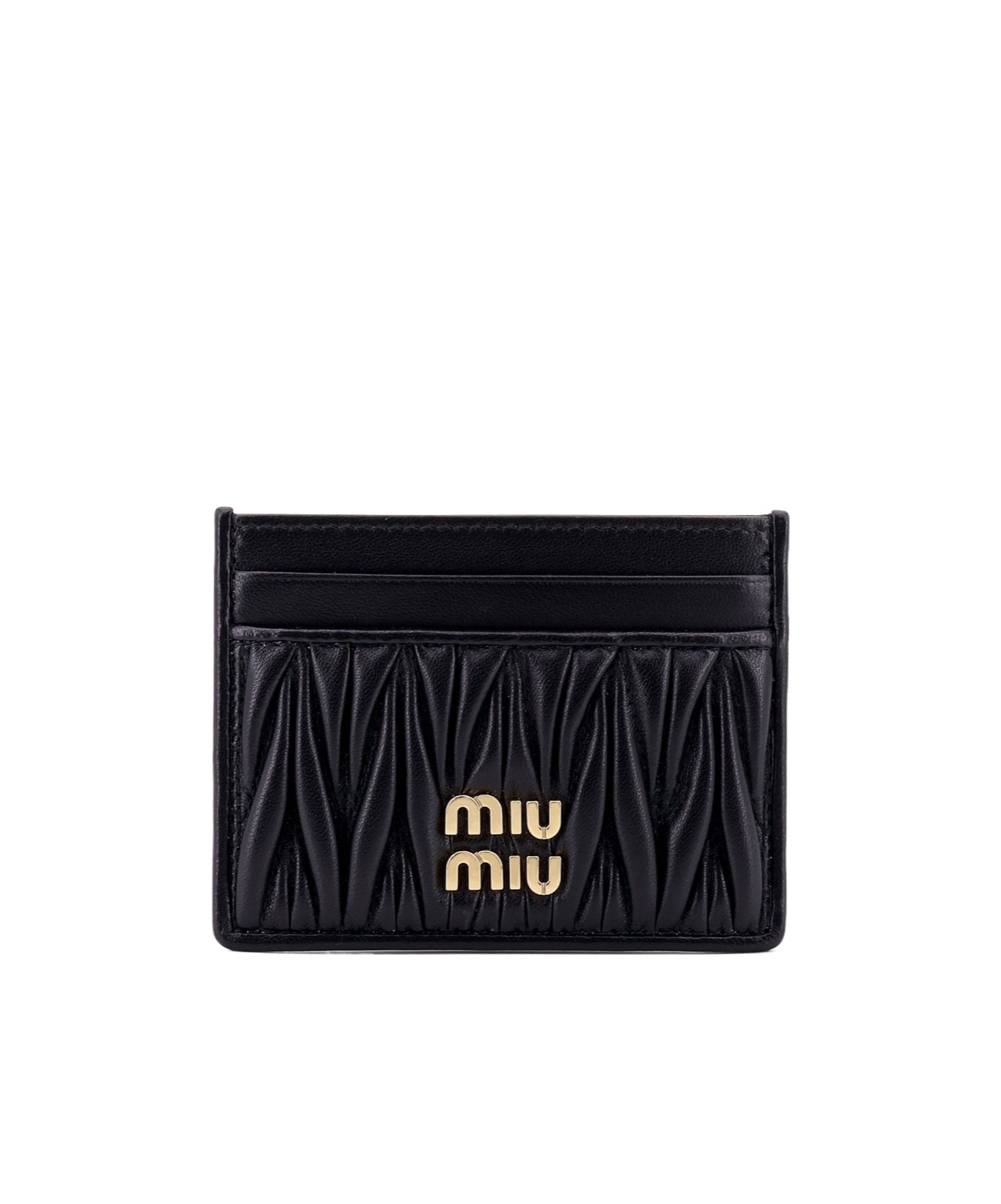 Shop Miu Miu Matelassé Nappa Leather Card Holder In Black
