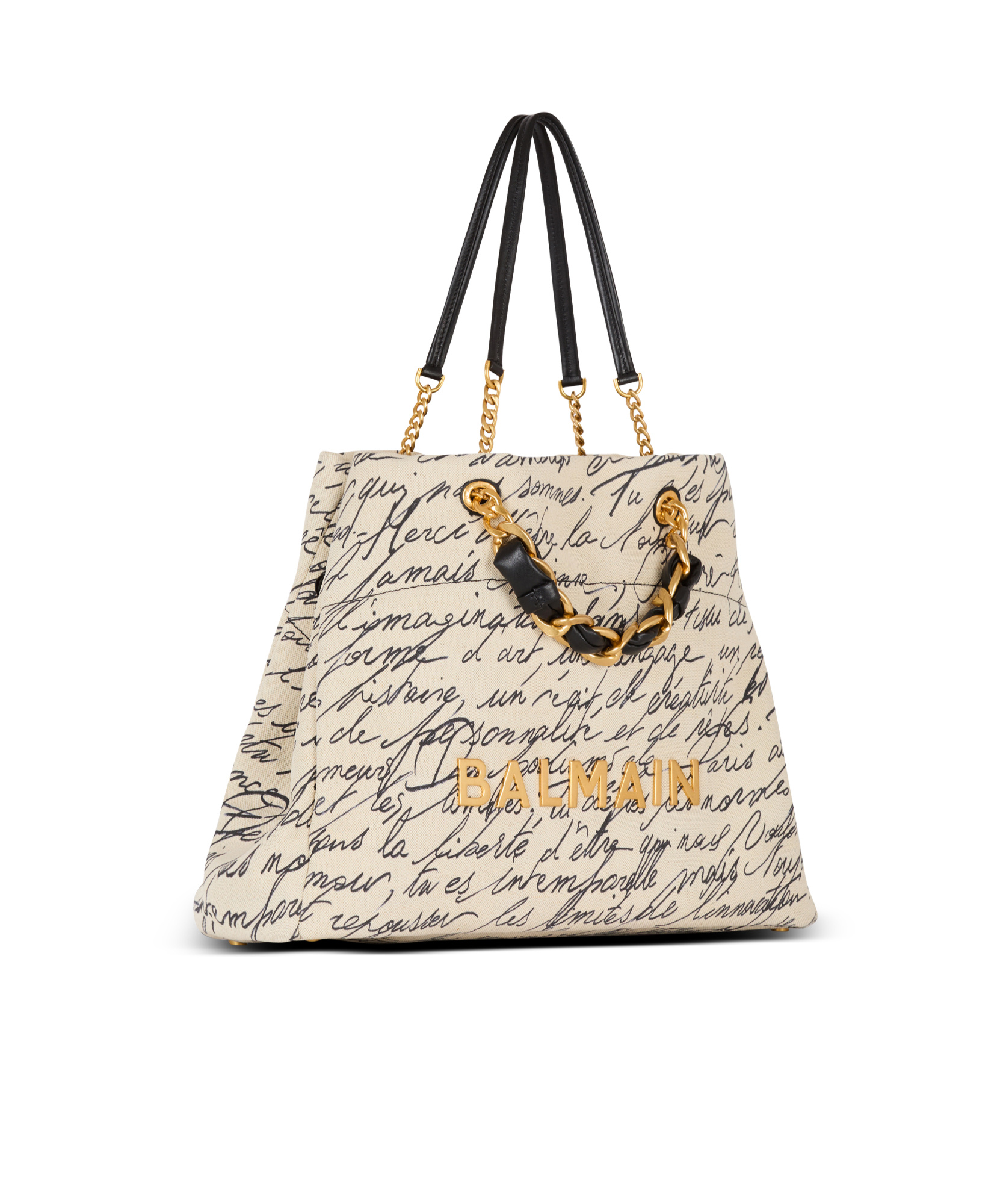 Shop Balmain 1945 Soft Xxl Tote Bag In Printed Canvas In Nude