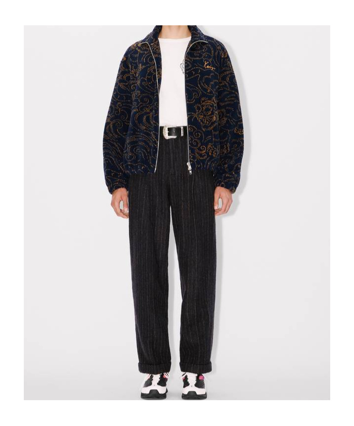 Kenzo Pure Wool Straight Pleated Tailored Pants In Black