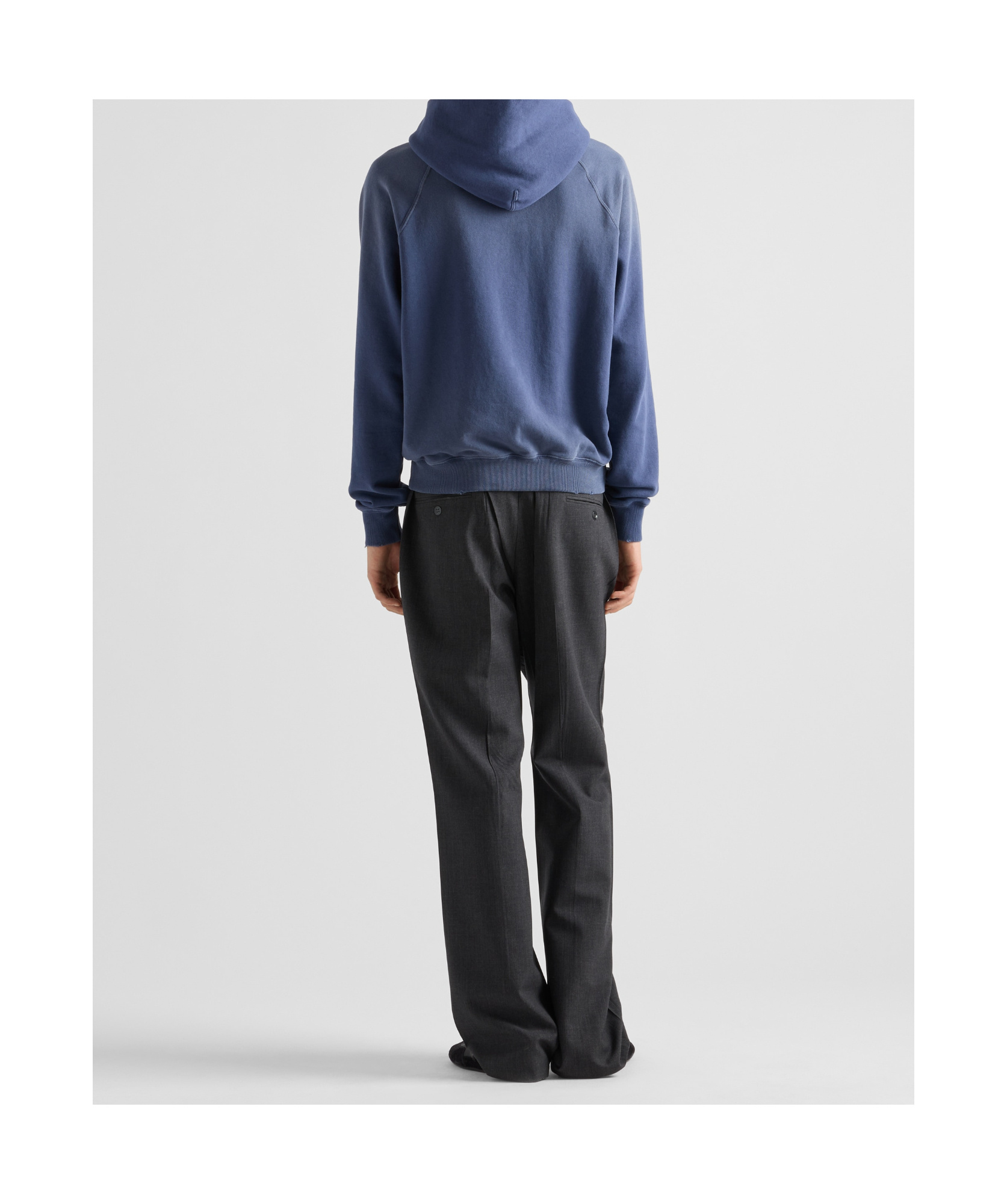 Prada Printed Cotton Fleece Hoodie In Navy Blue