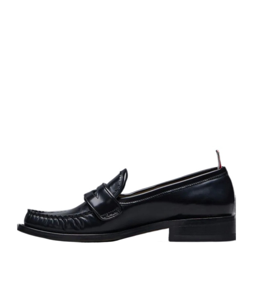 Thom Browne Rwb-tab Leather Penny Loafers In Black