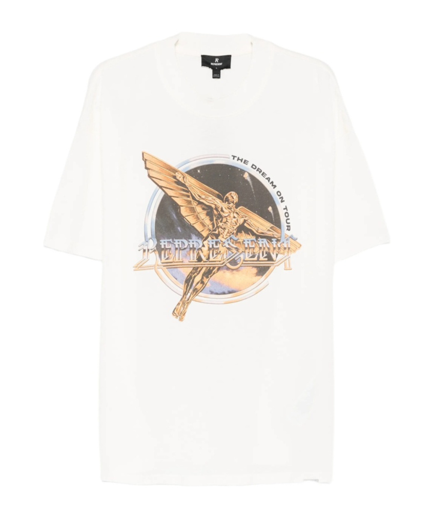 Represent White Crew Neck T-shirt With Graphic Print On Front And Back In Cotton Man In White