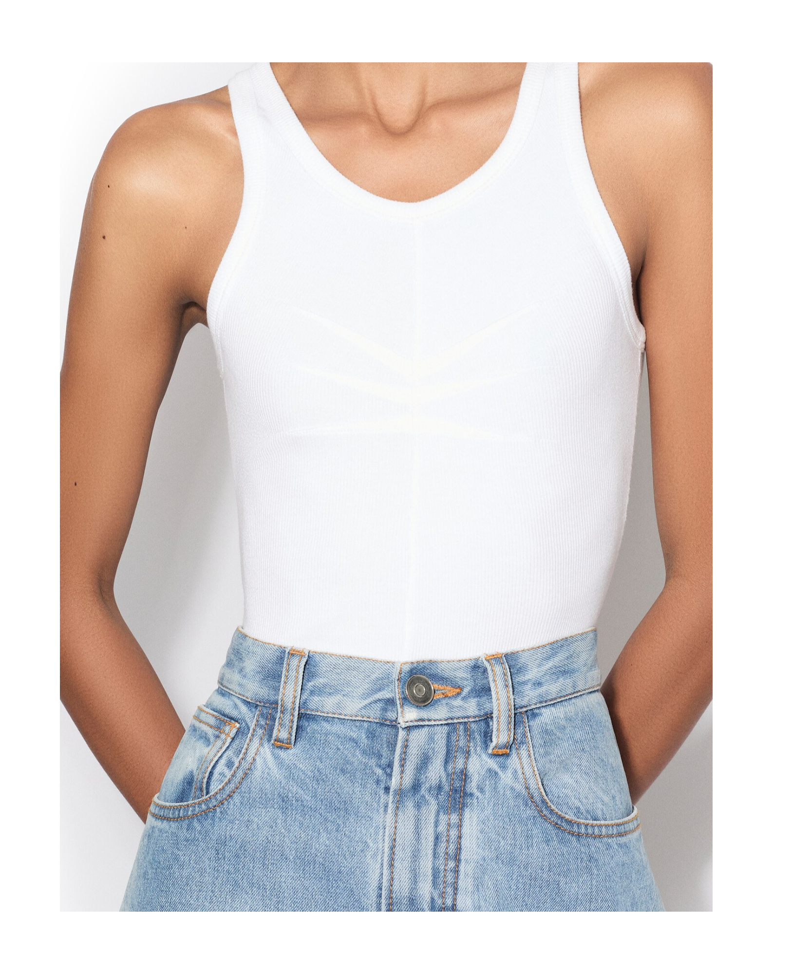 Alaïa Darts Cotton Tank Top In White