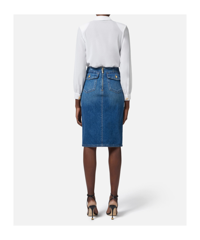 Elisabetta Franchi White Georgette Body Shirt With Cufflinks In White