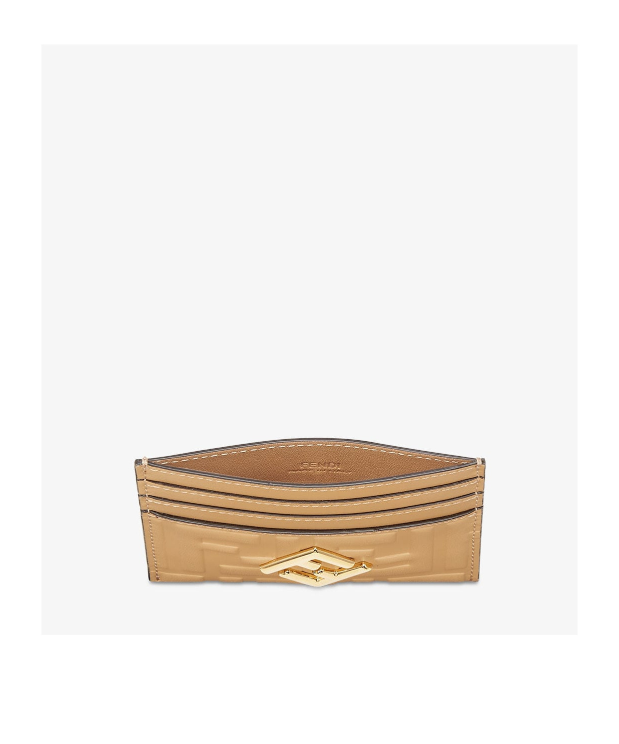 Fendi Card Case Ff Diamonds Porta Carte Piatto In Pelle Ff Marrone Chi In Nude