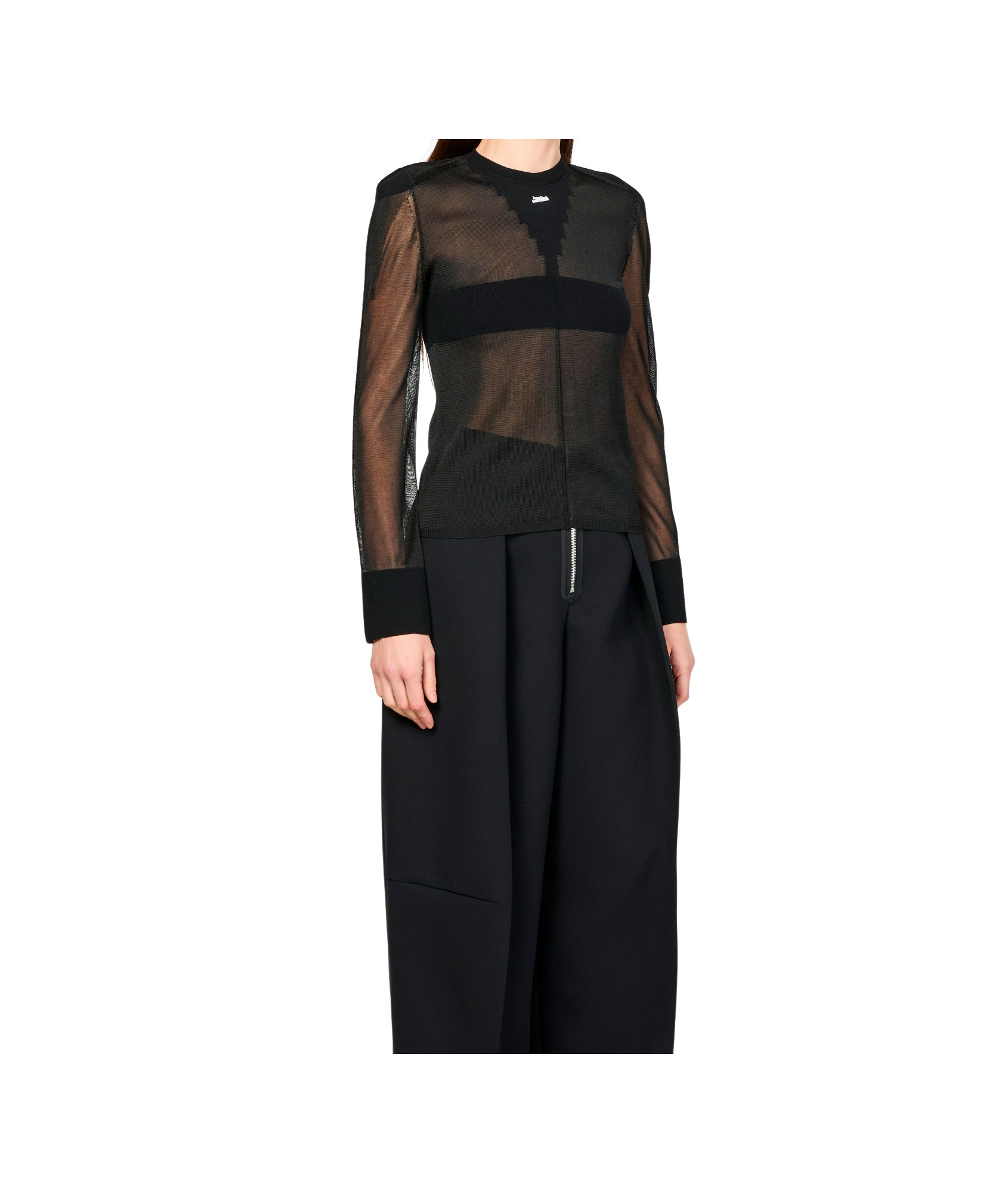 Jean Paul Gaultier The Viscose Knitted Long Sleeves Crew Neck Pullover In Black