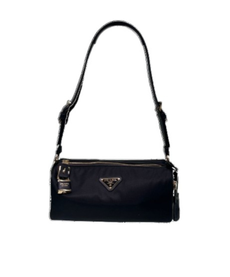 Prada Medium Re-nylon And Leather Shoulder Bag In Black