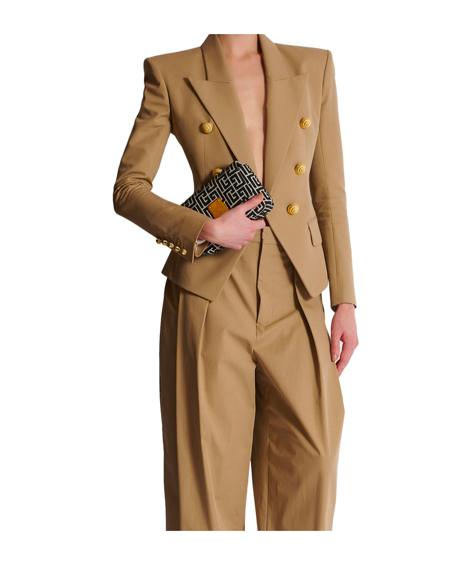 Balmain Cotton Peak-lapel Blazer In Nude