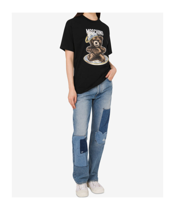 Moschino Teddy Bear-print T-shirt Mini Dress In Black