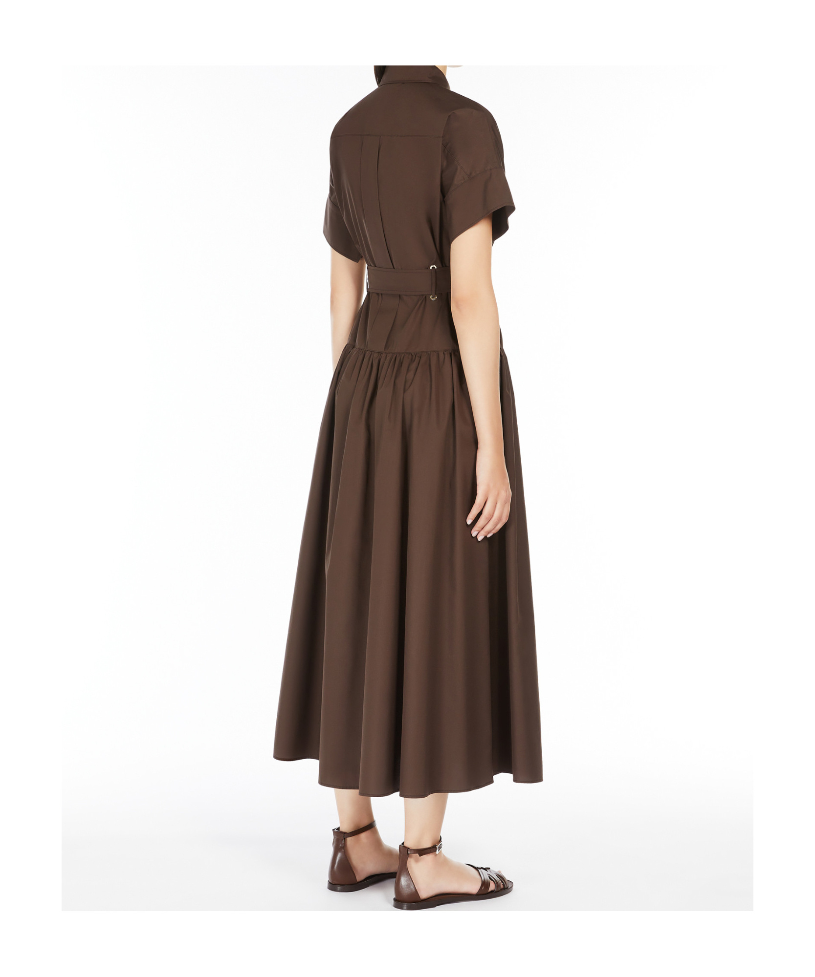 Max Mara Womens Agoraio Short-sleeves Cotton-poplin Maxi Dress Coffee In Brown