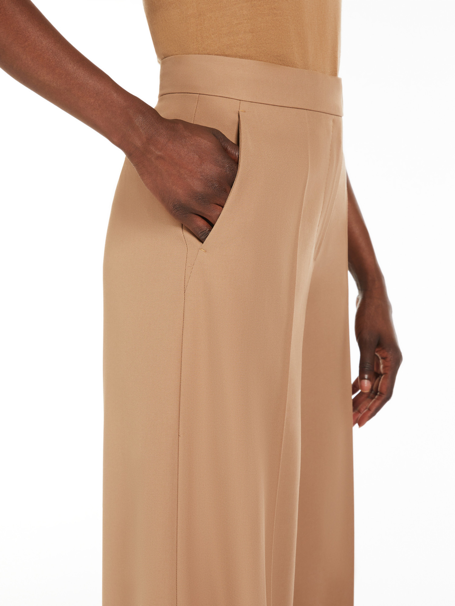 Max Mara Gabardine Wool Trousers In Nude