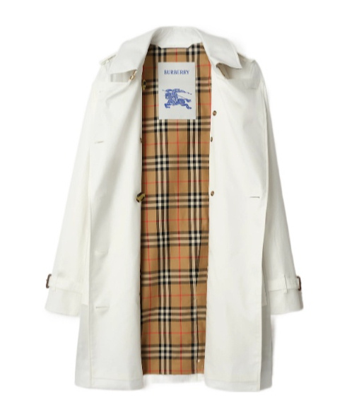 Burberry Short Tropical Gabardine Kensington Trench Coat In White