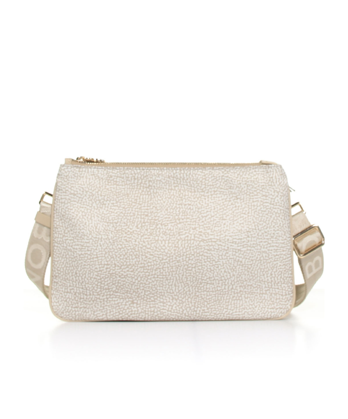 Borbonese Zippered Shoulder Bag In White