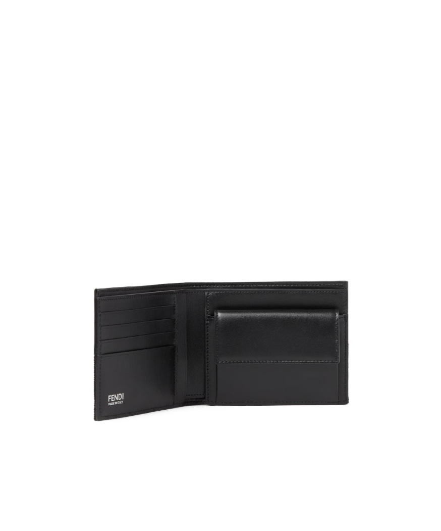 Fendi Ff Jacquard Wallet In Black