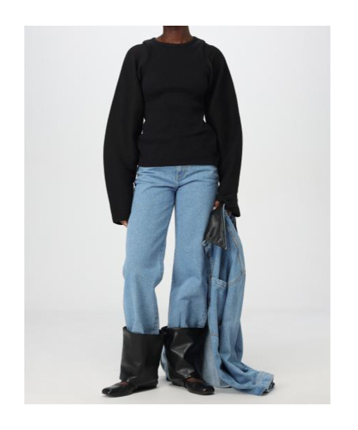 Nanushka Raynee Jeans With Alt-leather Cuffs In Blue