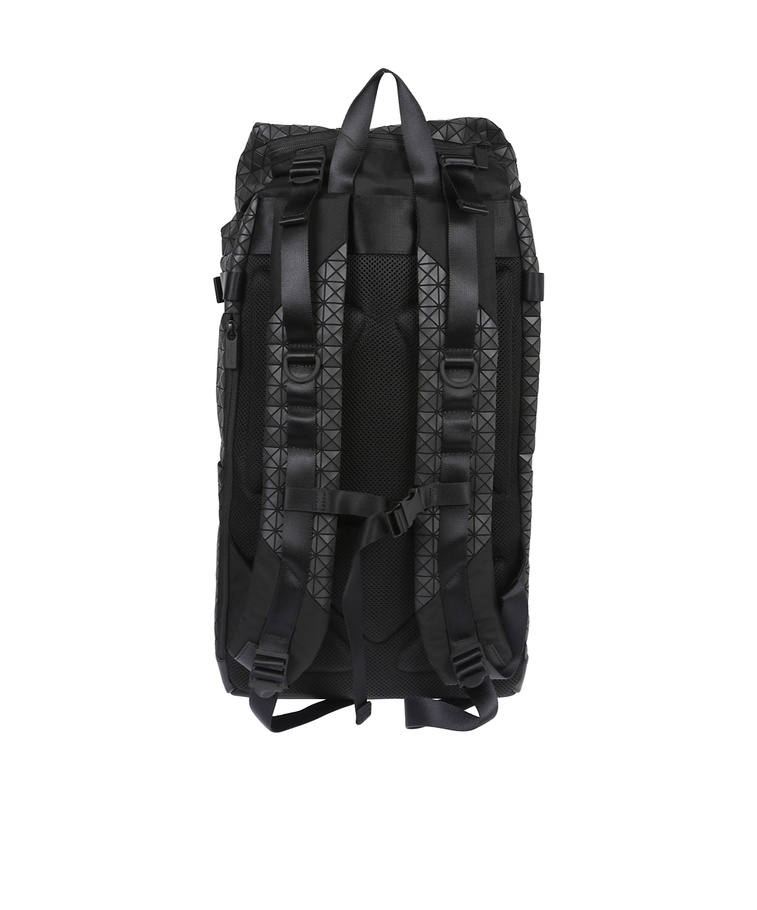 Bao Bao Issey Miyake Geometric Pattern Leather Backpack With Structured Silhouette In Black