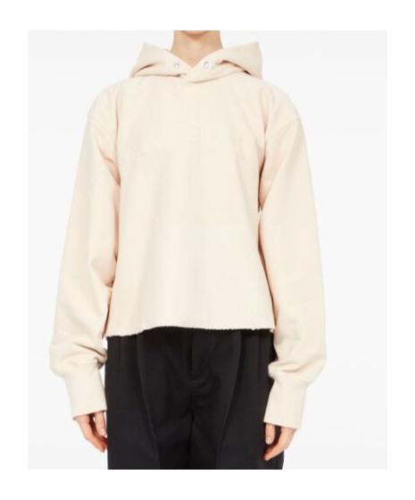 Maison Margiela Logo-embroidered Cotton Hoodie In White