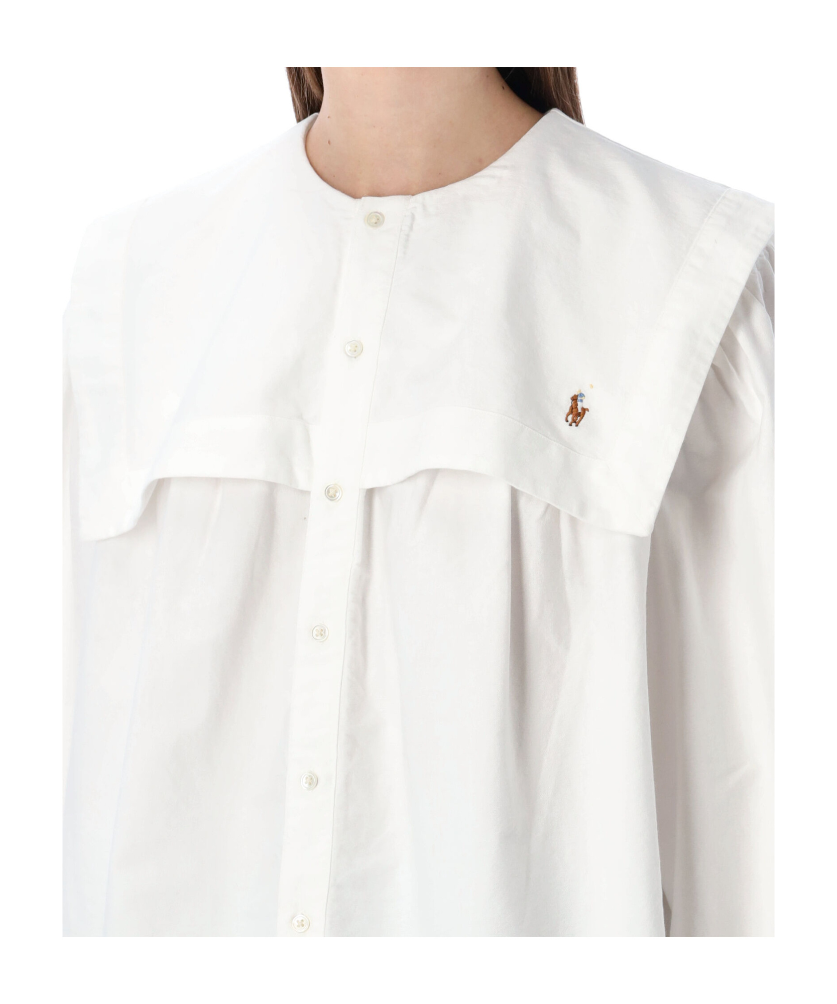 Polo Ralph Lauren Cotton Oxford Shirt With Bib Detail In Neutral