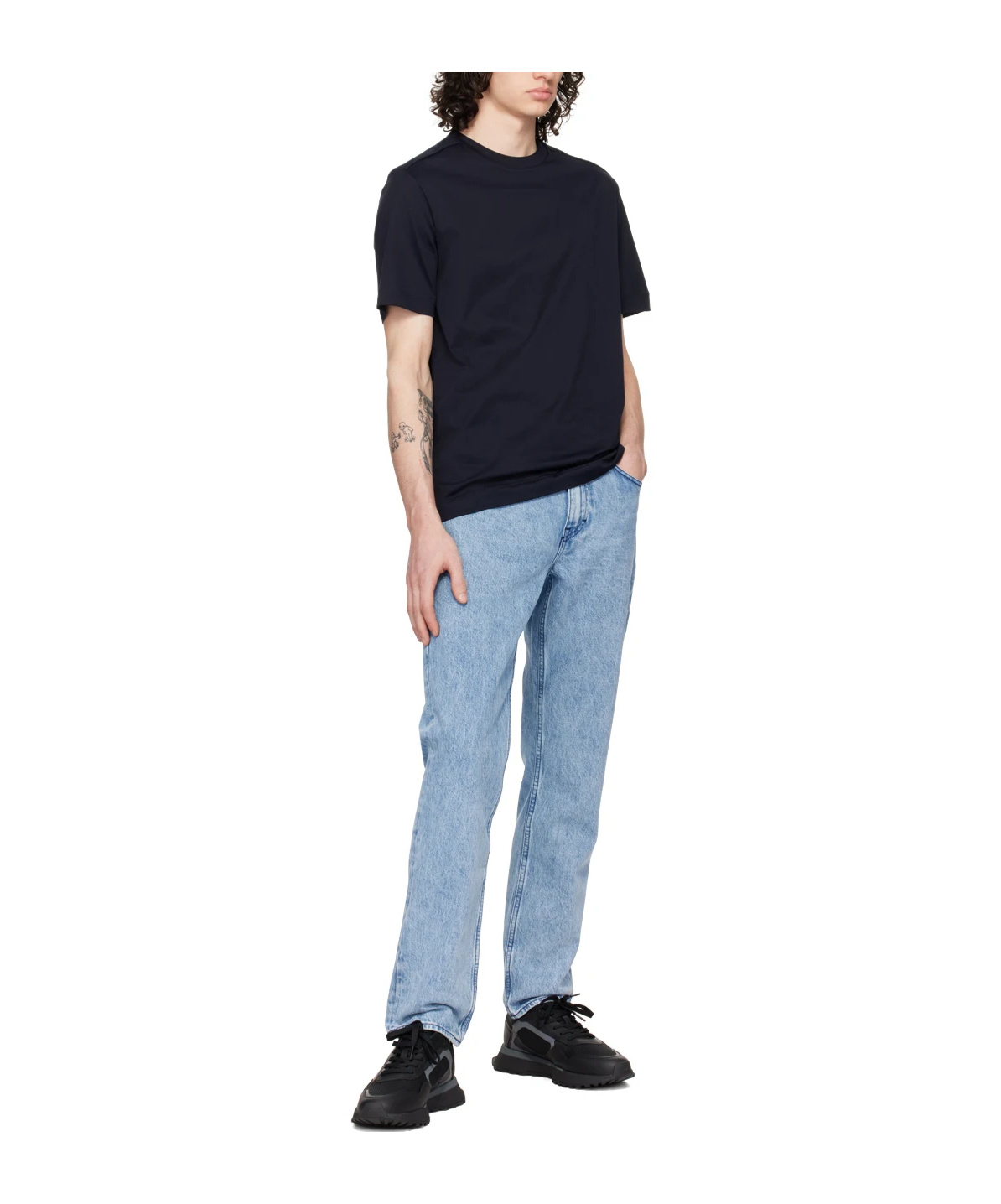 Hugo Boss Cotton-ripstop Regular-fit T-shirt With Plain Trims In Burgundy