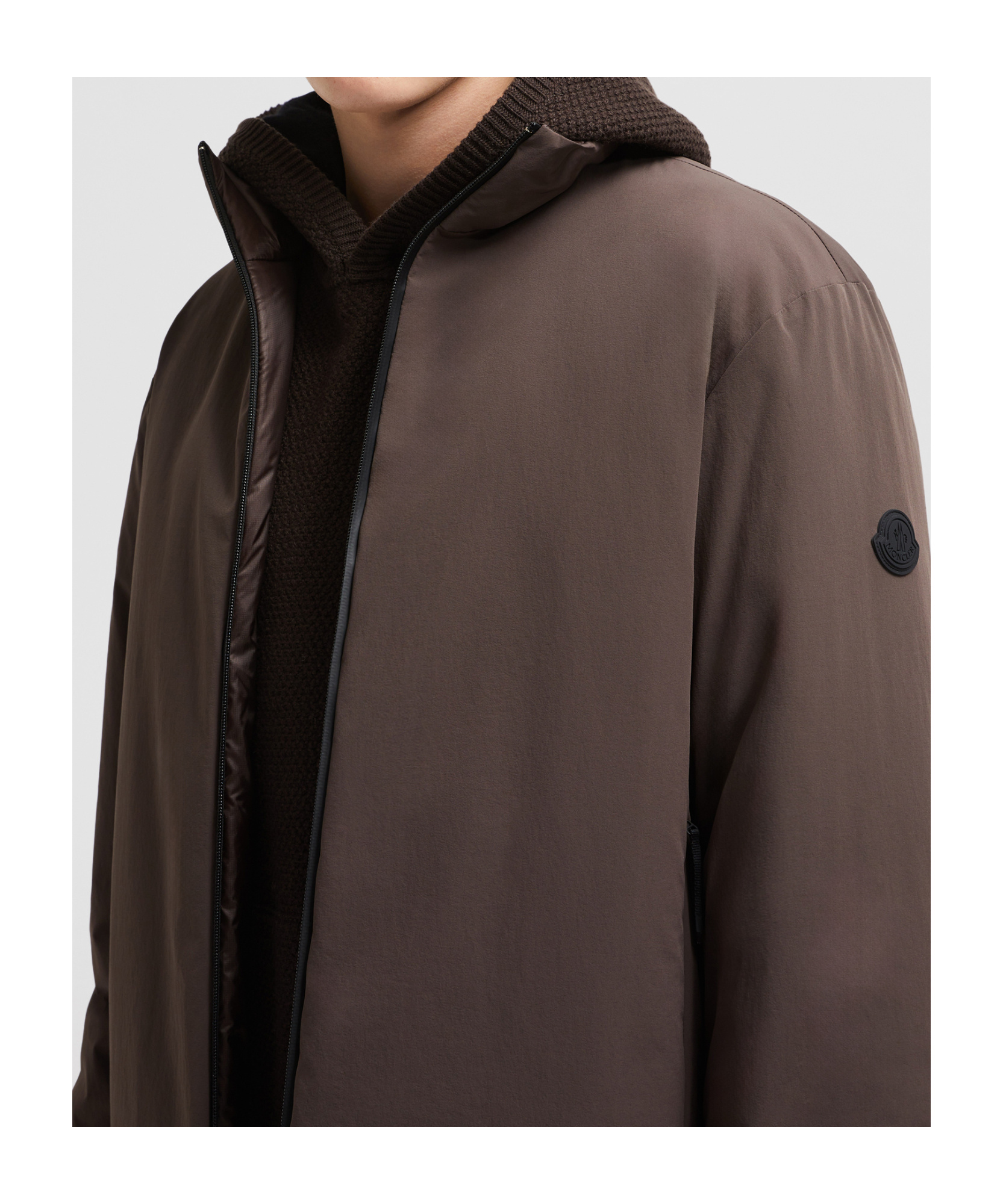 Moncler Double-sided Down Coat In Brown