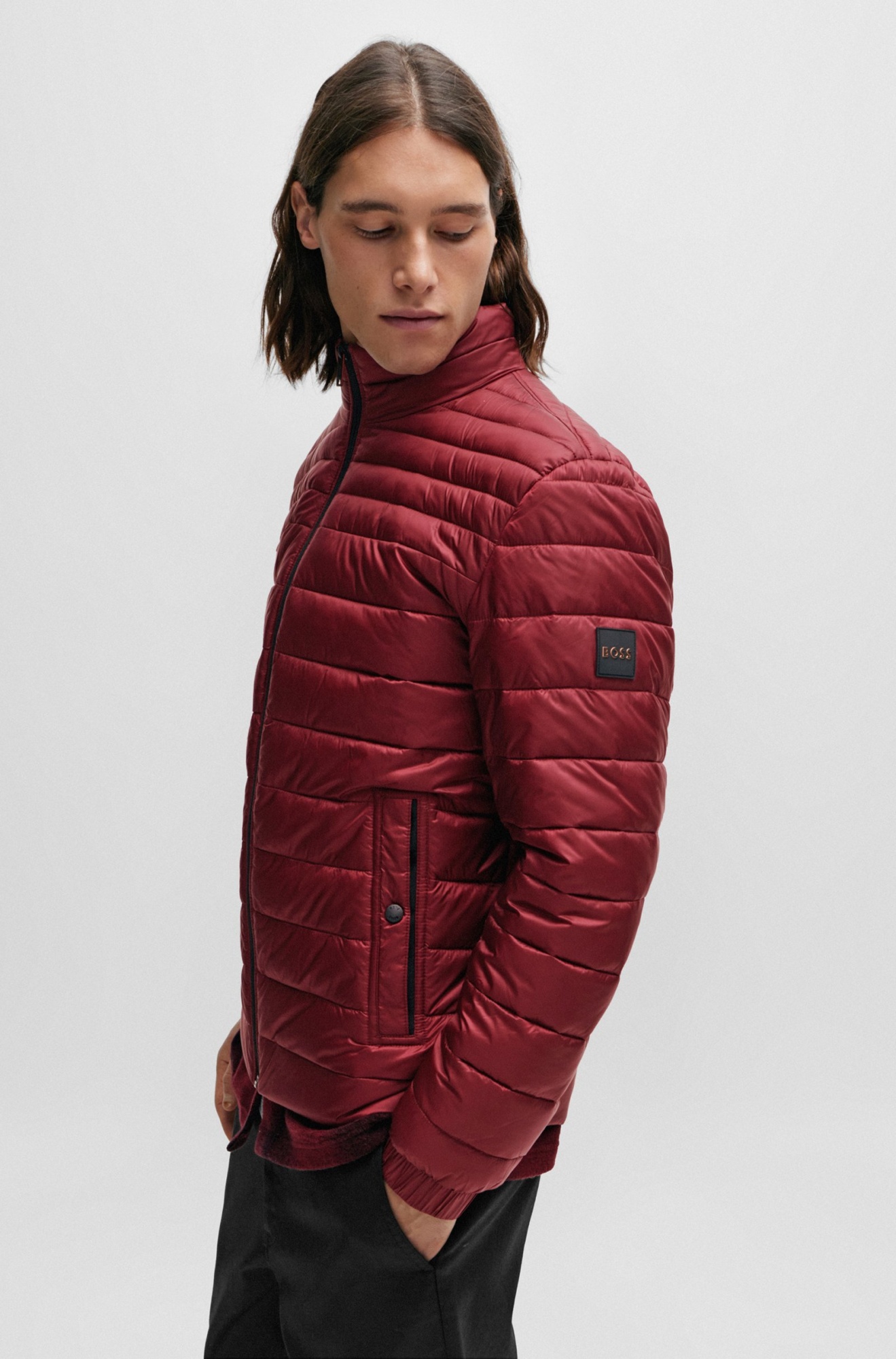 Hugo Boss Lightweight Padded Jacket With Water-repellent Finish In Red