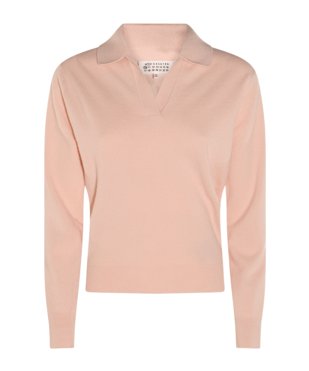 Maison Margiela Knitwear Collared Long Sleeves In Pink