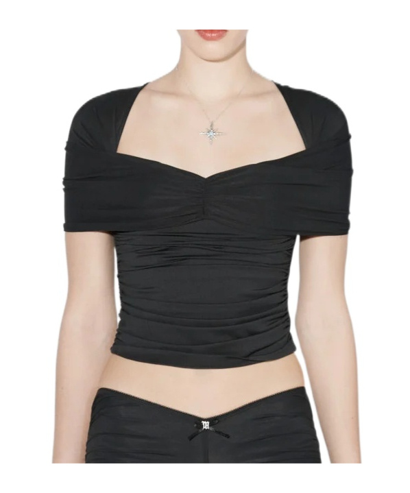 Misbhv Draped Elastic T-shirt In Black