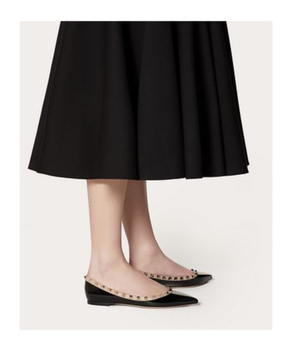 Valentino Rockstud Patent Leather Ballet Flats In Black