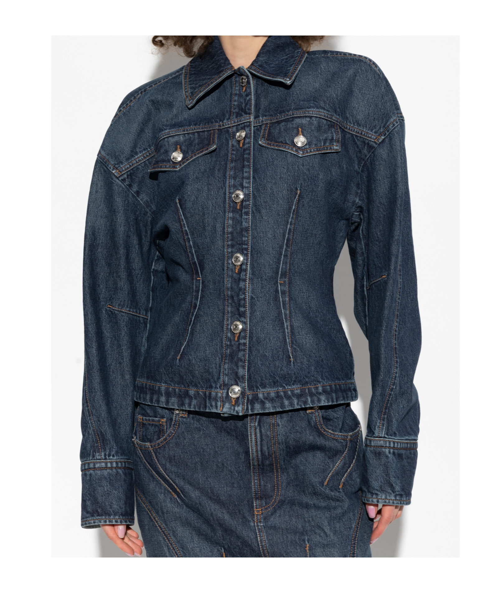 Sportmax 'threaded' Waistband Chest Pockets Long Sleeves Jacket In Blue