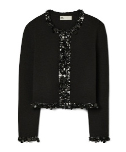 Shop Tory Burch Decorative Short Cardigan In Black