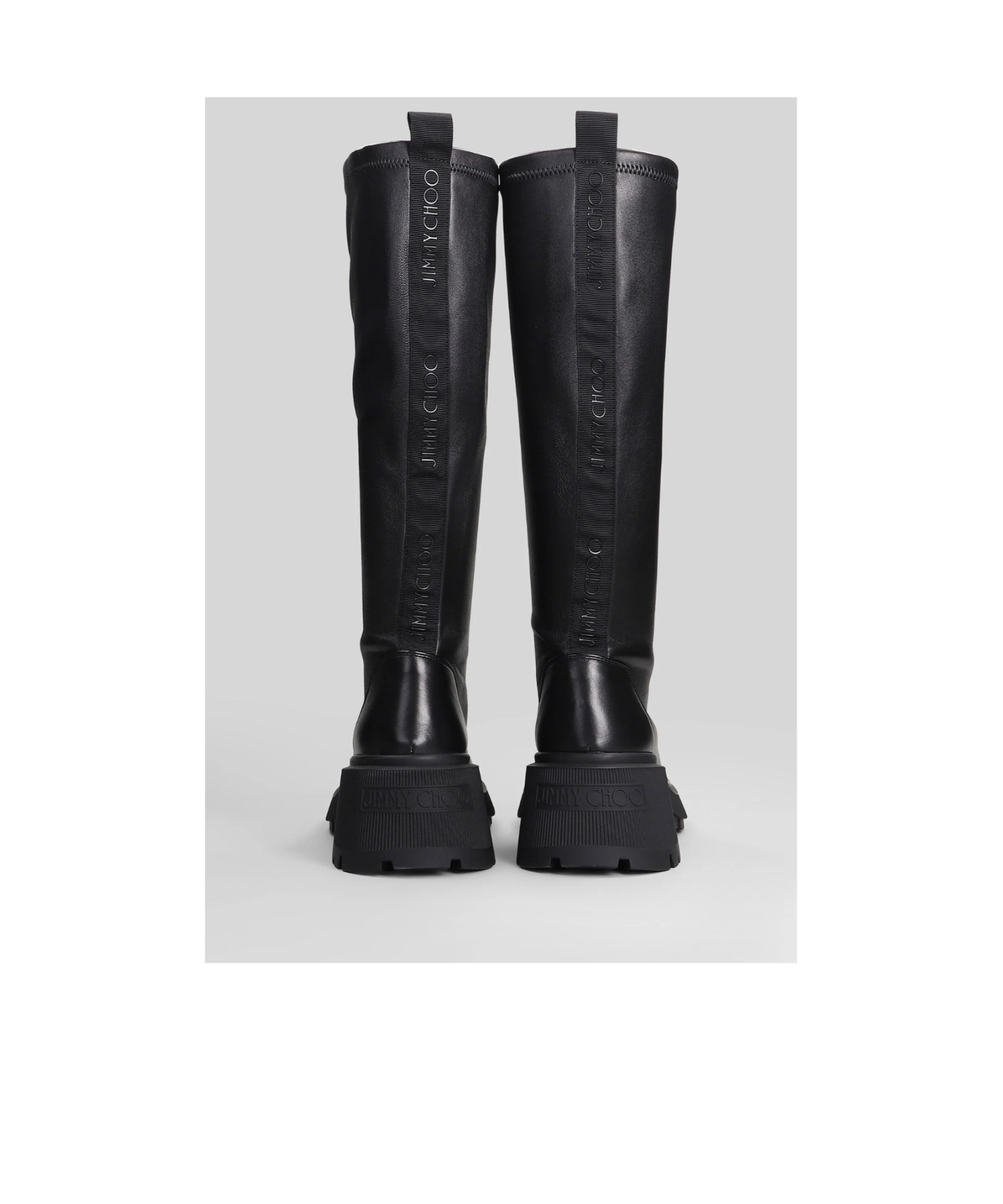 Jimmy Choo Lune Low Heels Boots In Black Leather In Black