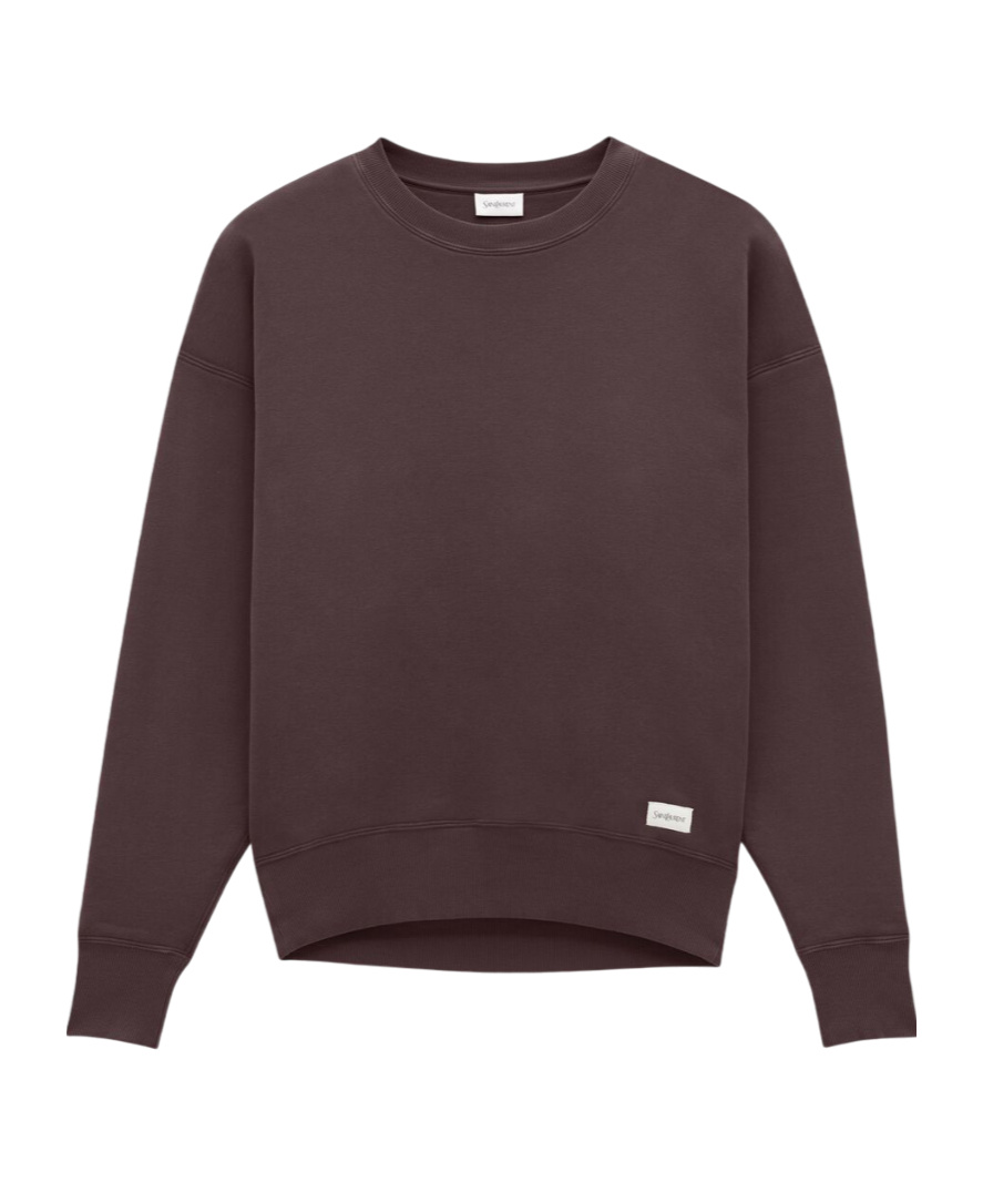 Saint Laurent Chocolate Cotton Oversize Sweatshirt In Brown
