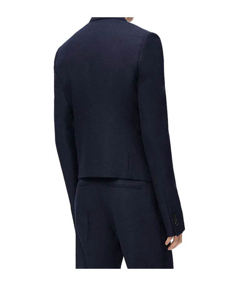 Loewe Double-breasted Wool Blazer In Navy Blue
