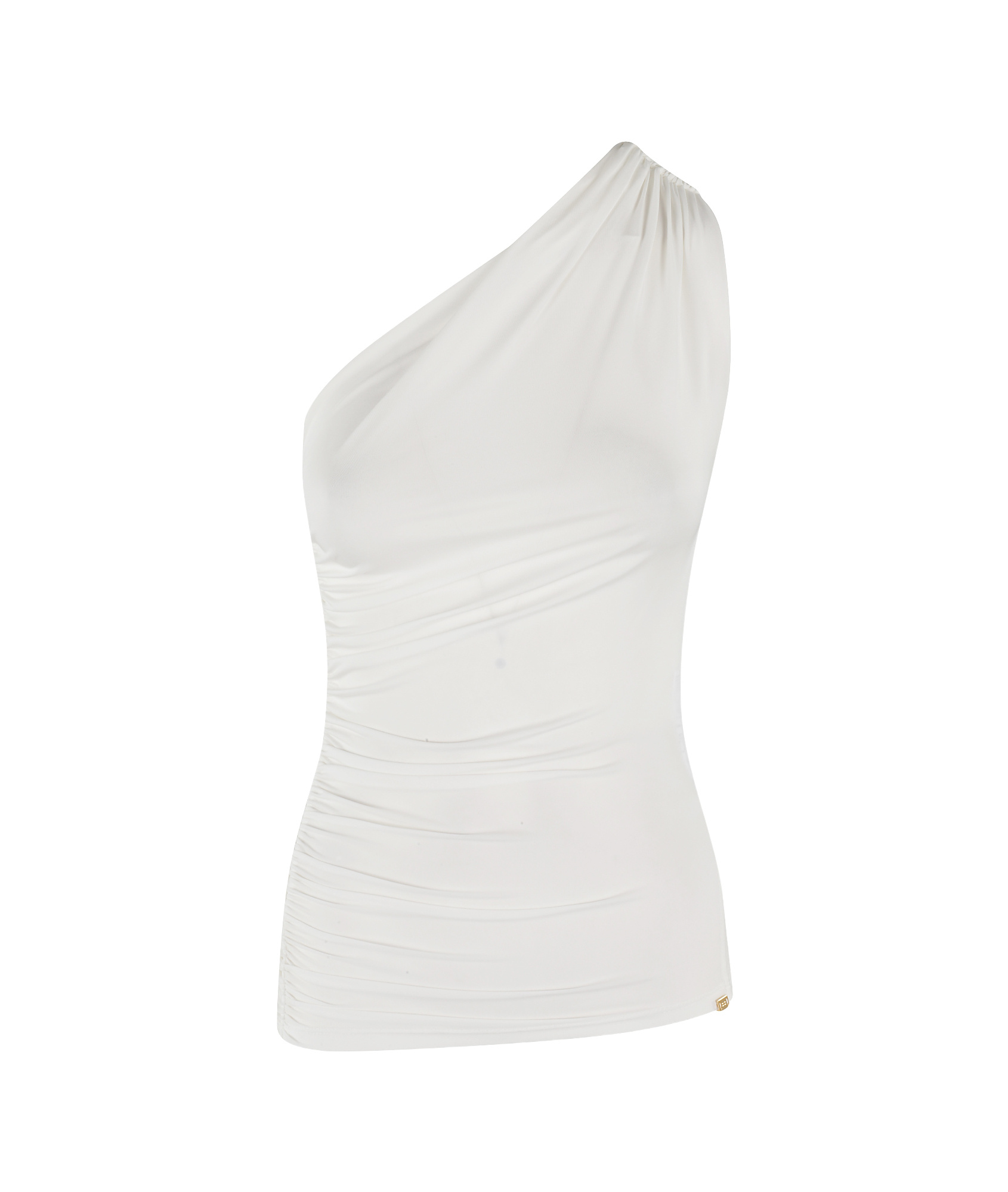 Elisabetta Franchi One-shoulder Top In Lightweight Jersey Fabric In White