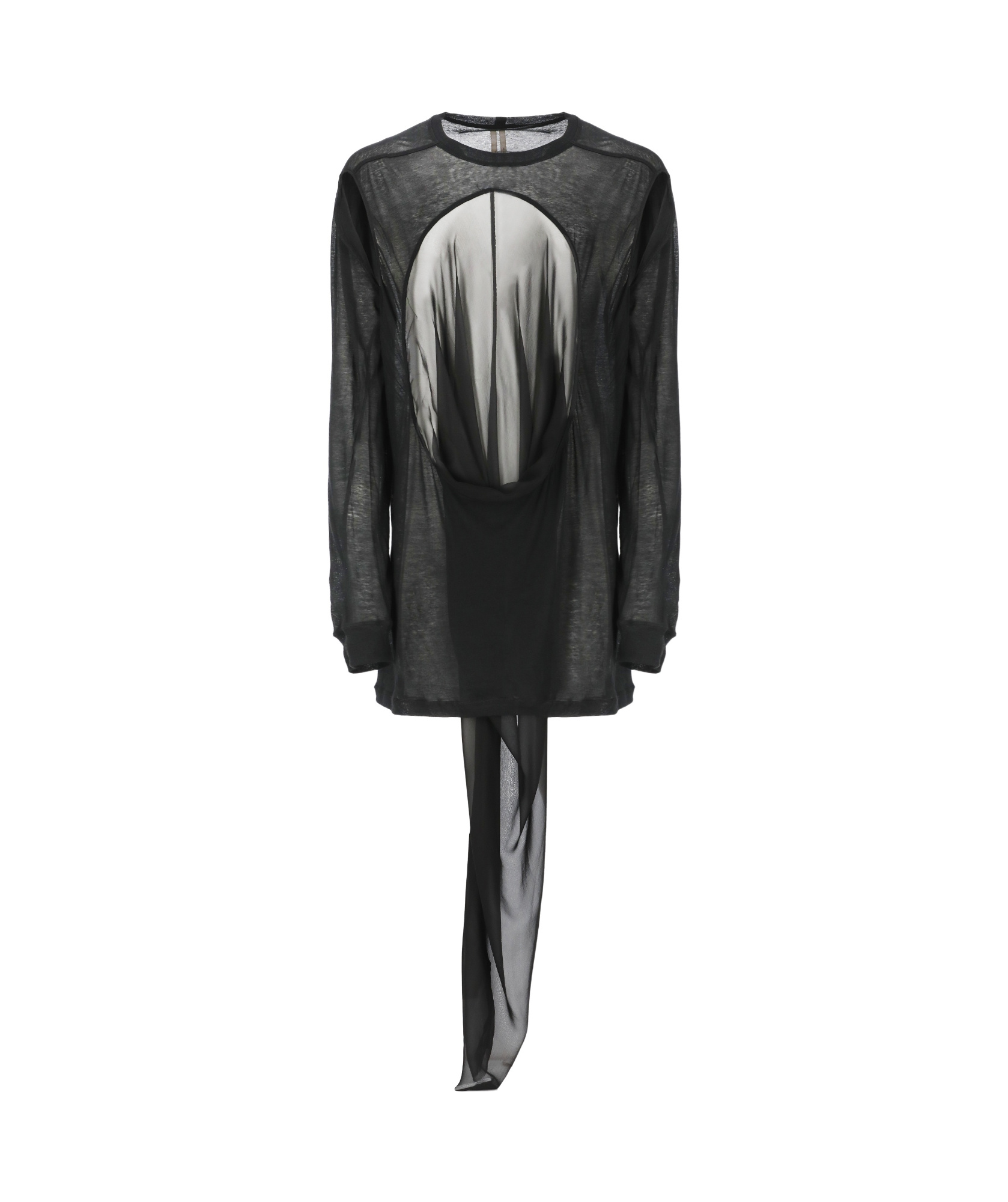 Rick Owens Draped Crewneck T-shirt Asymmetrical Hem In Black