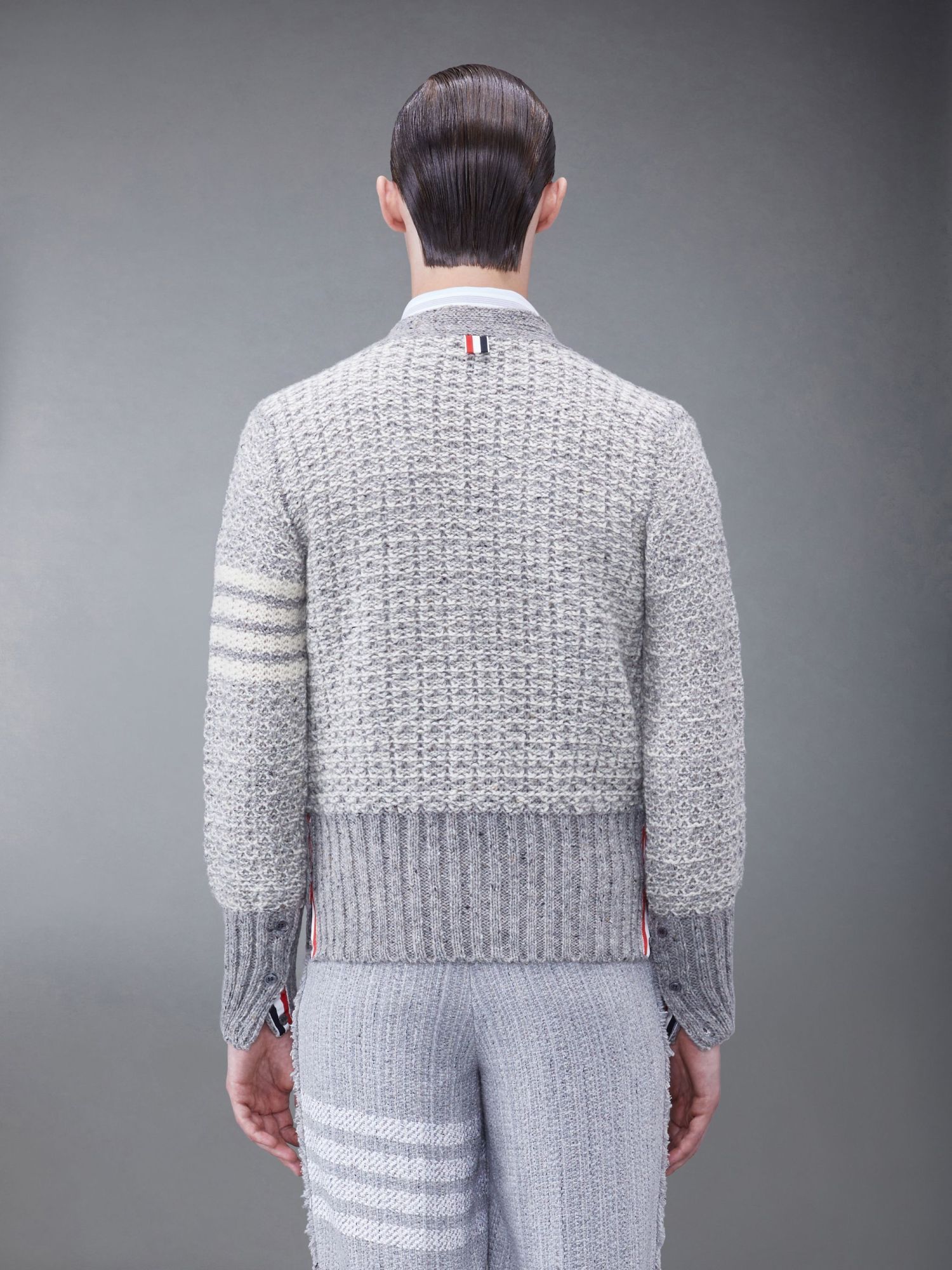 Shop Thom Browne 4-bar Mélange-effect Cardigan In Gray