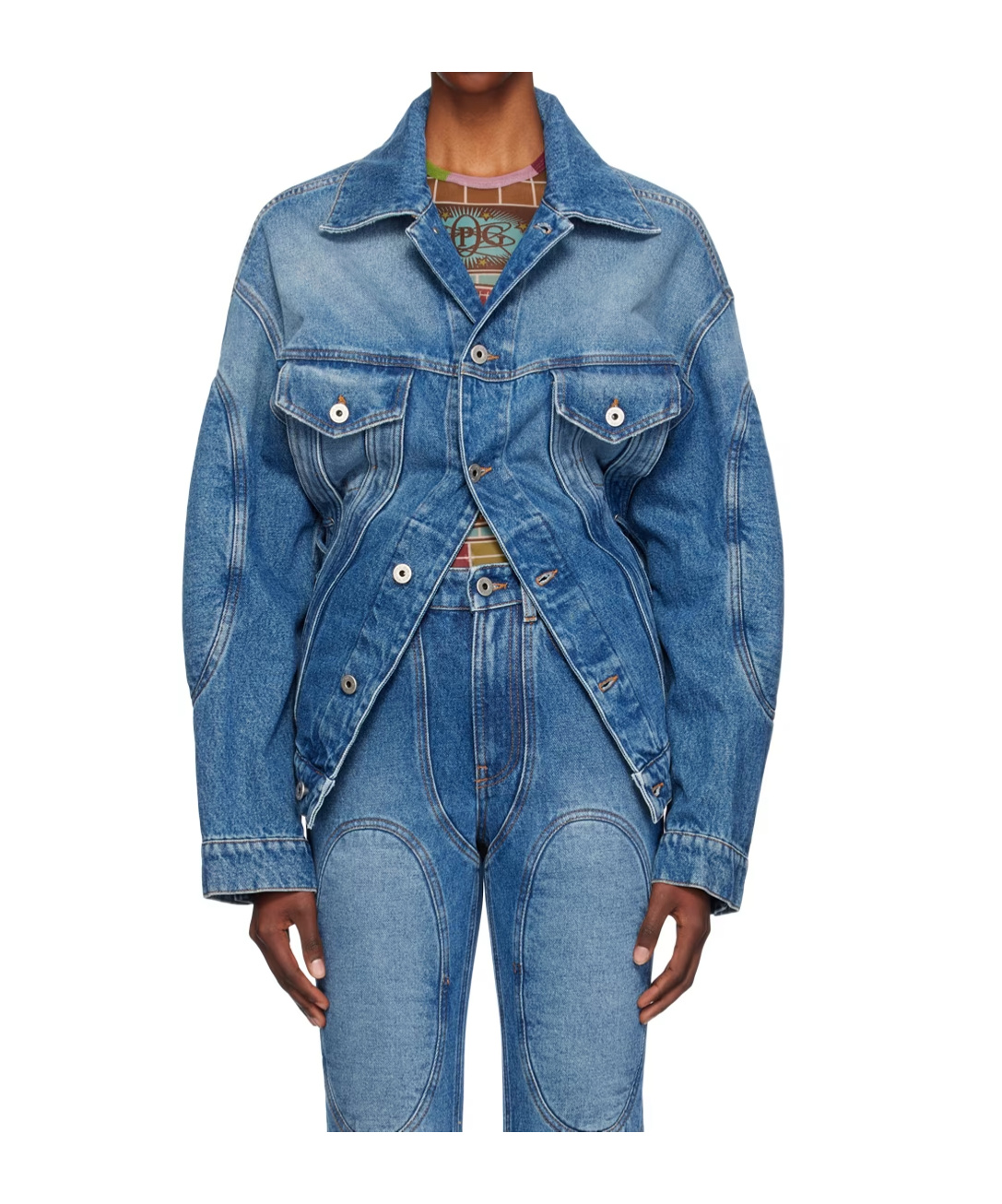 Jean Paul Gaultier Lacing Denim Jacket In Blue