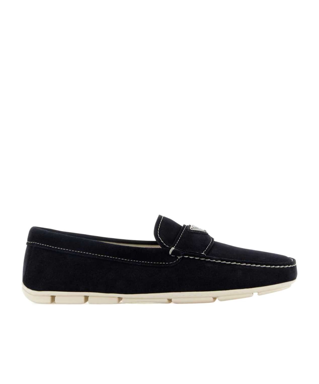 Prada Triangle-logo Loafers In Blue