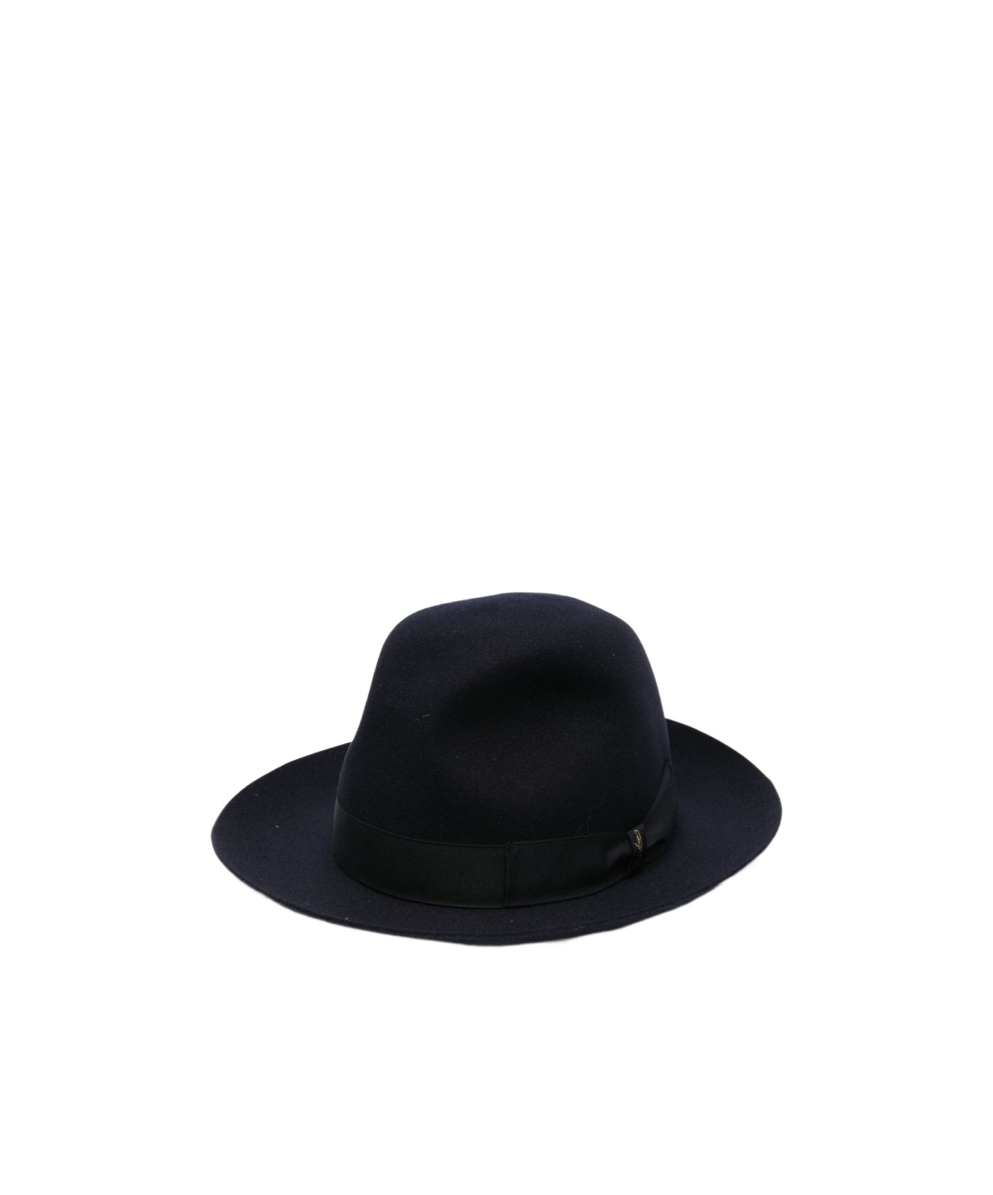Borsalino Ribbon Band Wide Brim Hat With Small Bow In Black