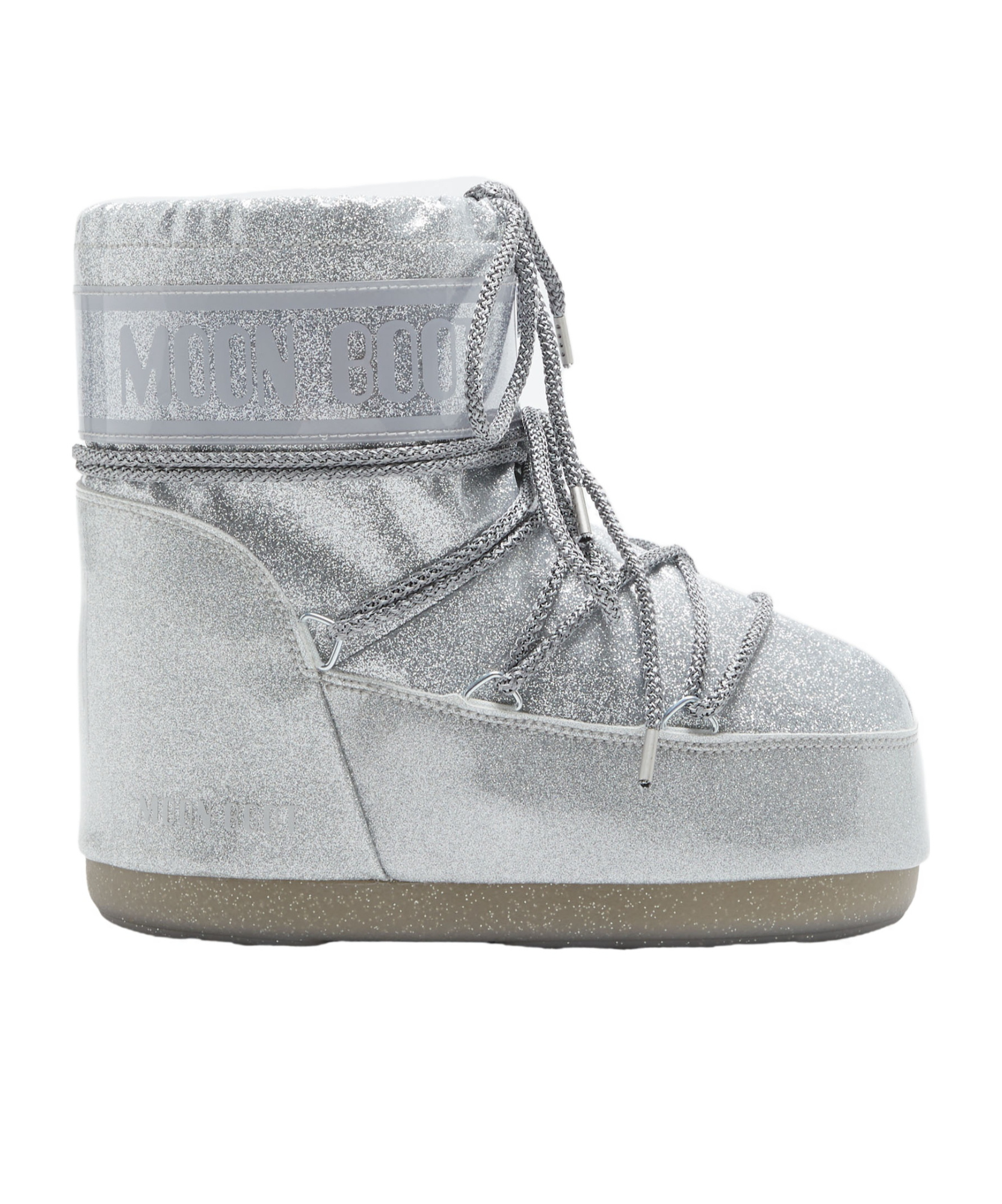 Shop Moon Boot Icon Low Glitter Lace-up Boots In Gray