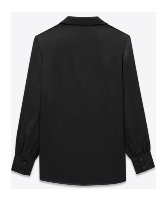 Saint Laurent Satin Pyjamas Shirt Cuffed Sleeves In Black