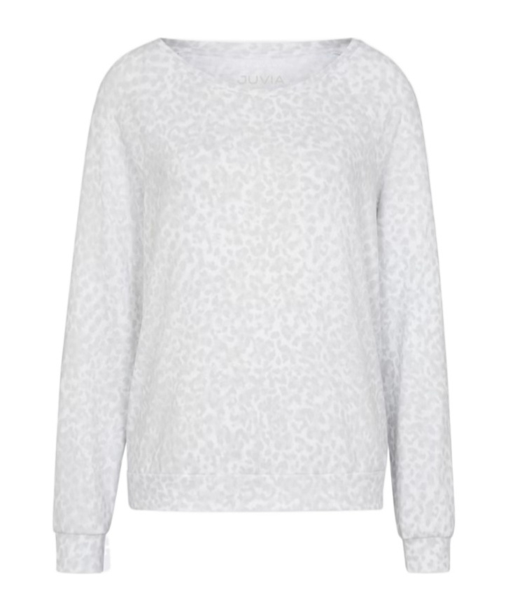 Juvia Round Neck Long Sleeve Pajamas In Gray