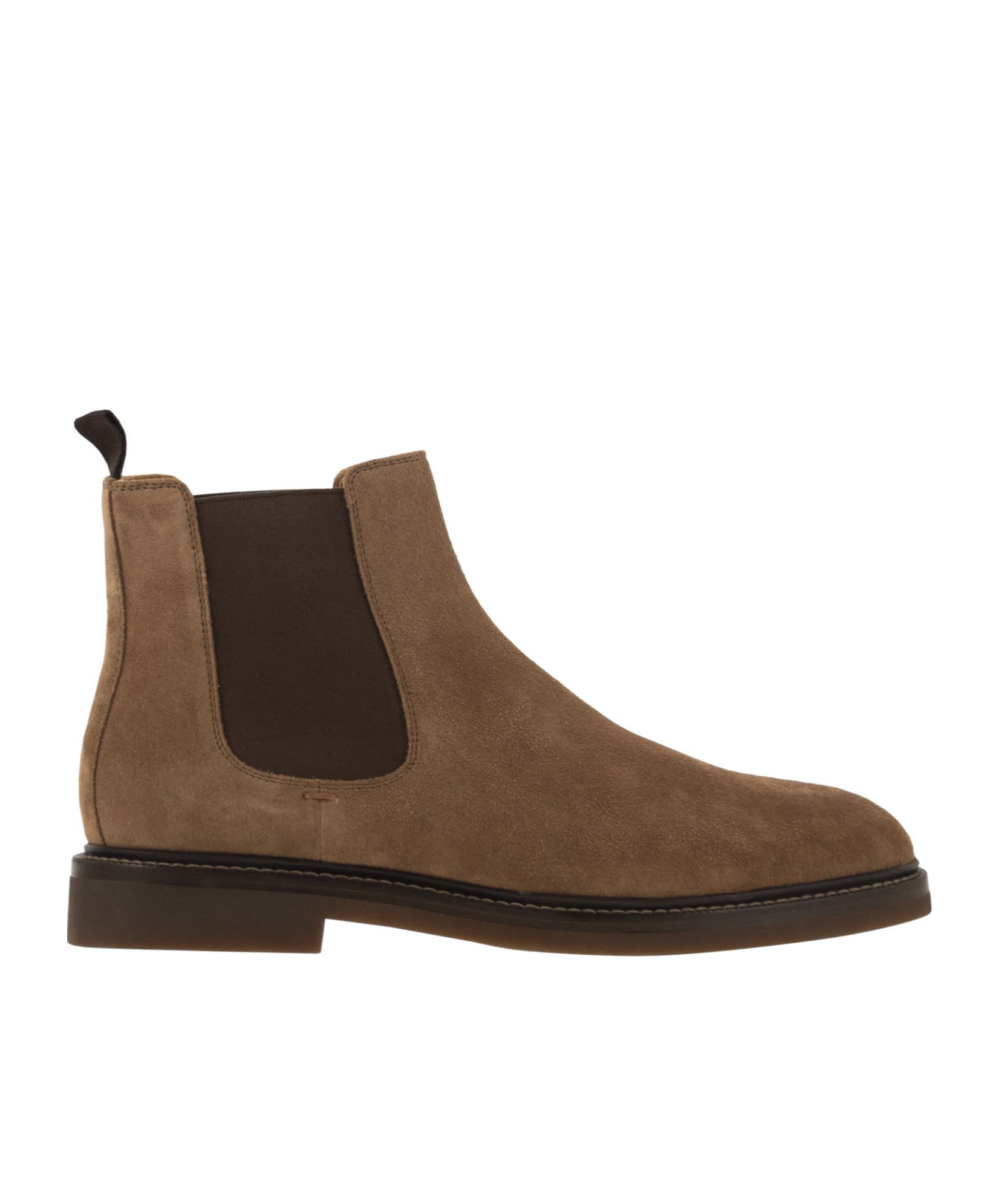 Brunello Cucinelli Mens Dark Brown Chunky-sole Pull-tab Suede Chelsea Boots In Brown